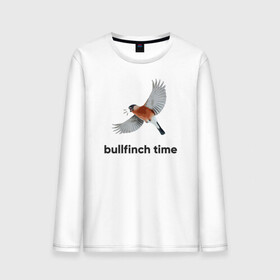 Мужской лонгслив хлопок с принтом Bullfinch time , 100% хлопок |  | Тематика изображения на принте: bird | bullfinch | wings | летать | полет | птица | снегирь