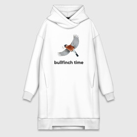 Платье-худи хлопок с принтом Bullfinch time ,  |  | bird | bullfinch | wings | летать | полет | птица | снегирь