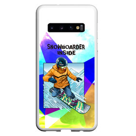 Чехол для Samsung Galaxy S10 с принтом Сноуборд , Силикон | Область печати: задняя сторона чехла, без боковых панелей | Тематика изображения на принте: snowboard | активный отдых | бородач | горы | доска | снег | сноуборд | сноубордист