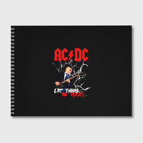 Альбом для рисования с принтом AC DC let there be rock! , 100% бумага
 | матовая бумага, плотность 200 мг. | ac dc | acdc | acdc ас дс | angus | back in black | highway to hell | mckinnon | young | австралийская | ангус янг | ас дс | асдс | блюз | в форме | гитара | группа | крис слэйд | метал | молния | музыка | п | певец | рок | рок н ролл