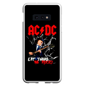 Чехол для Samsung S10E с принтом AC DC let there be rock! , Силикон | Область печати: задняя сторона чехла, без боковых панелей | ac dc | acdc | acdc ас дс | angus | back in black | highway to hell | mckinnon | young | австралийская | ангус янг | ас дс | асдс | блюз | в форме | гитара | группа | крис слэйд | метал | молния | музыка | п | певец | рок | рок н ролл