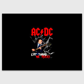 Поздравительная открытка с принтом AC/DC let there be rock! , 100% бумага | плотность бумаги 280 г/м2, матовая, на обратной стороне линовка и место для марки
 | ac dc | acdc | acdc ас дс | angus | back in black | highway to hell | mckinnon | young | австралийская | ангус янг | ас дс | асдс | блюз | в форме | гитара | группа | крис слэйд | метал | молния | музыка | п | певец | рок | рок н ролл