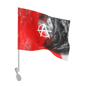 Флаг для автомобиля с принтом АНАРХИЯ , 100% полиэстер | Размер: 30*21 см | anarchy | анархия | анархо коммунизм | граффити | символ | стена | череп