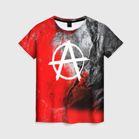Женская футболка 3D с принтом АНАРХИЯ , 100% полиэфир ( синтетическое хлопкоподобное полотно) | прямой крой, круглый вырез горловины, длина до линии бедер | anarchy | анархия | анархо коммунизм | граффити | символ | стена | череп