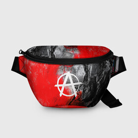 Поясная сумка 3D с принтом АНАРХИЯ , 100% полиэстер | плотная ткань, ремень с регулируемой длиной, внутри несколько карманов для мелочей, основное отделение и карман с обратной стороны сумки застегиваются на молнию | anarchy | анархия | анархо коммунизм | граффити | символ | стена | череп