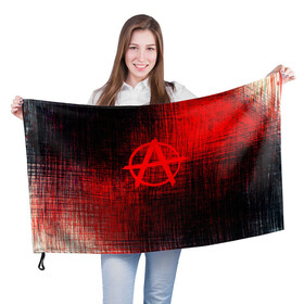 Флаг 3D с принтом АНАРХИЯ , 100% полиэстер | плотность ткани — 95 г/м2, размер — 67 х 109 см. Принт наносится с одной стороны | Тематика изображения на принте: anarchy | анархия | анархо коммунизм | граффити | символ | стена | череп