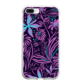 Чехол для iPhone 7Plus/8 Plus матовый с принтом Цветы , Силикон | Область печати: задняя сторона чехла, без боковых панелей | текстуры | узоры | фантазия | фиолетовые цветы | цветы