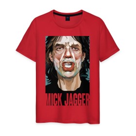 Мужская футболка хлопок с принтом MICK JAGGER , 100% хлопок | прямой крой, круглый вырез горловины, длина до линии бедер, слегка спущенное плечо. | mick jagger | music | rock | rolling stones | музыка | рок