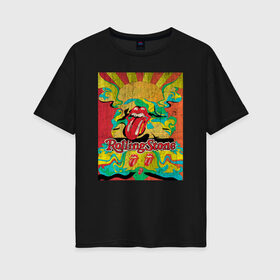 Женская футболка хлопок Oversize с принтом Rolling Stones , 100% хлопок | свободный крой, круглый ворот, спущенный рукав, длина до линии бедер
 | mick jagger | music | rock | rolling stones | музыка | рок