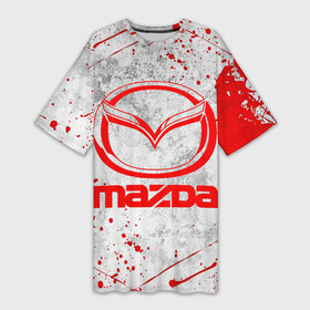 Платье-футболка 3D с принтом MAZDA RED LOGO | МАЗДА ЛОГО ,  |  | auto | mazda | mps | sport | авто | автомобиль | автомобильные | бренд | мазда | марка | машины | мпс | спорт