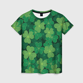 Женская футболка 3D с принтом Ирландский клевер , 100% полиэфир ( синтетическое хлопкоподобное полотно) | прямой крой, круглый вырез горловины, длина до линии бедер | clover | day | ireland.lucky | irish | patrick | patricks | shamrock | день | зеленая | зеленый | ирландский | клевер | купить | патрик | патрика | святого | святой