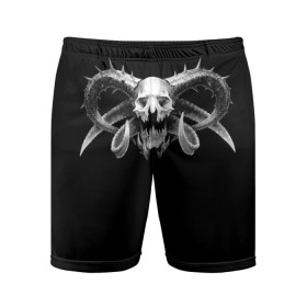 Мужские шорты спортивные с принтом Сатана ,  |  | Тематика изображения на принте: дьявол | пентаграмма | сатана