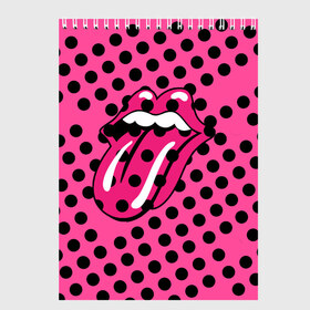 Скетчбук с принтом rolling stones pink logo , 100% бумага
 | 48 листов, плотность листов — 100 г/м2, плотность картонной обложки — 250 г/м2. Листы скреплены сверху удобной пружинной спиралью | mick jagger | music | rock | rolling stones | музыка | рок