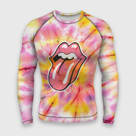 Мужской рашгард 3D с принтом Rolling Stones tie dye ,  |  | mick jagger | music | rock | rolling stones | музыка | рок