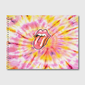 Альбом для рисования с принтом Rolling Stones tie-dye , 100% бумага
 | матовая бумага, плотность 200 мг. | Тематика изображения на принте: mick jagger | music | rock | rolling stones | музыка | рок