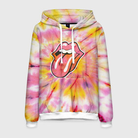 Мужская толстовка 3D с принтом Rolling Stones tie-dye , 100% полиэстер | двухслойный капюшон со шнурком для регулировки, мягкие манжеты на рукавах и по низу толстовки, спереди карман-кенгуру с мягким внутренним слоем. | mick jagger | music | rock | rolling stones | музыка | рок