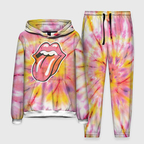 Мужской костюм 3D (с толстовкой) с принтом Rolling Stones tie dye ,  |  | mick jagger | music | rock | rolling stones | музыка | рок