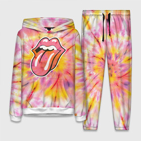 Женский костюм 3D (с толстовкой) с принтом Rolling Stones tie dye ,  |  | mick jagger | music | rock | rolling stones | музыка | рок