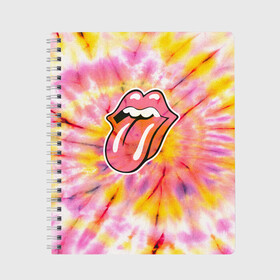 Тетрадь с принтом Rolling Stones tie-dye , 100% бумага | 48 листов, плотность листов — 60 г/м2, плотность картонной обложки — 250 г/м2. Листы скреплены сбоку удобной пружинной спиралью. Уголки страниц и обложки скругленные. Цвет линий — светло-серый
 | mick jagger | music | rock | rolling stones | музыка | рок