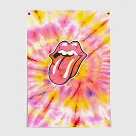 Постер с принтом Rolling Stones tie-dye , 100% бумага
 | бумага, плотность 150 мг. Матовая, но за счет высокого коэффициента гладкости имеет небольшой блеск и дает на свету блики, но в отличии от глянцевой бумаги не покрыта лаком | mick jagger | music | rock | rolling stones | музыка | рок