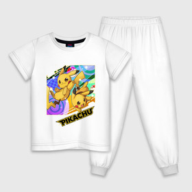 Детская пижама хлопок с принтом Pikachu , 100% хлопок |  брюки и футболка прямого кроя, без карманов, на брюках мягкая резинка на поясе и по низу штанин
 | game | pikachu | аниме | игры | манги | покемон