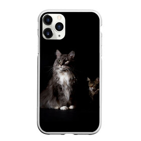 Чехол для iPhone 11 Pro матовый с принтом Котики , Силикон |  | Тематика изображения на принте: animal | animals | beast | black | cat | kitten | животное | животные | зверек | зверь | кот | котейка | котенок | котики | котэ | кошка | кошки | мейн кун | черная
