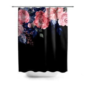 Штора 3D для ванной с принтом цветы на черном , 100% полиэстер | плотность материала — 100 г/м2. Стандартный размер — 146 см х 180 см. По верхнему краю — пластиковые люверсы для креплений. В комплекте 10 пластиковых колец | 3d | big picture | красиво | прикольные картинки | цветы