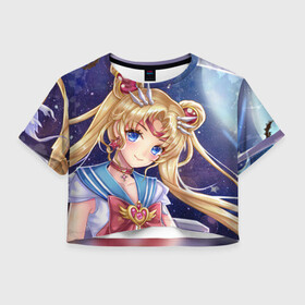 Женская футболка Crop-top 3D с принтом SAILOR MOON , 100% полиэстер | круглая горловина, длина футболки до линии талии, рукава с отворотами | anime | halloween | japan | manga | sailor moon | аниме | девочка | девушка | лунная призма | манга | сейлор мун | сэйлор мун | хеллоуин | хэллоуин | япония