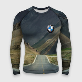 Мужской рашгард 3D с принтом BMW ,  |  | bmw | germany | mountains | nature | power | prestige | road | бмв | германия | горы | дорога | мощь | престиж | природа