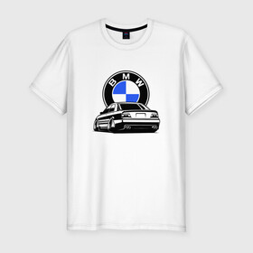 Мужская футболка хлопок Slim с принтом BMW (JDM) , 92% хлопок, 8% лайкра | приталенный силуэт, круглый вырез ворота, длина до линии бедра, короткий рукав | bmw | bmw performance | m | motorsport | performance | бмв | бэха | моторспорт