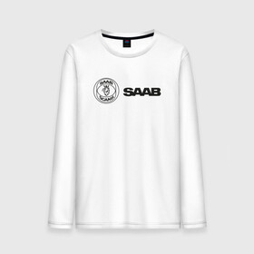 Мужской лонгслив хлопок с принтом Saab Black Logo , 100% хлопок |  | auto | saab | scania | авто | автомобиль | ам | машина | сааб