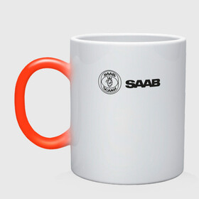 Кружка хамелеон с принтом Saab Black Logo , керамика | меняет цвет при нагревании, емкость 330 мл | auto | saab | scania | авто | автомобиль | ам | машина | сааб