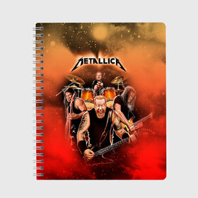 Тетрадь с принтом Metallica , 100% бумага | 48 листов, плотность листов — 60 г/м2, плотность картонной обложки — 250 г/м2. Листы скреплены сбоку удобной пружинной спиралью. Уголки страниц и обложки скругленные. Цвет линий — светло-серый
 | album | black | concert | heavy | kirk | metal | metallica | music | rock | tolls | джеймс хэтфилд | кирк хэмметт | клифф бёртон | ларс ульрих | метал | металлика | трэш