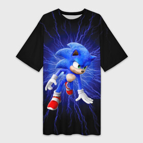 Платье-футболка 3D с принтом SONIC ,  |  | 2020 | anime | flexair | game | japan | sonic | аниме | еж | ежик | игра | кино | молнии | молния | скорость | соник | сонник | фильм | электричество | япония