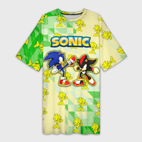 Платье-футболка 3D с принтом sonik ,  |  | game | sega | sonic the hedgehog | sonik | игра | комиксы | мультфильм | соник