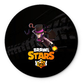 Коврик для мышки круглый с принтом Brawl stars Mortis Мортис , резина и полиэстер | круглая форма, изображение наносится на всю лицевую часть | brawl | brawl stars | brawlstars | brawl_stars | jessie | mortis | бравл | бравлстарс | ворон | мортис