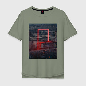 Мужская футболка хлопок Oversize с принтом Neon in the city , 100% хлопок | свободный крой, круглый ворот, “спинка” длиннее передней части | city | light | lights | neon | red | ussr | город | неон | россия | ссср | тлен