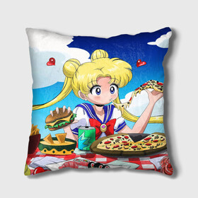 Подушка 3D с принтом Пицца Мун , наволочка – 100% полиэстер, наполнитель – холлофайбер (легкий наполнитель, не вызывает аллергию). | состоит из подушки и наволочки. Наволочка на молнии, легко снимается для стирки | anime | food | japan | manga | pizza | sailor moon | аниме | девочка | девушка | еда | лунная призма | манга | пицца | сейлор мун | сэйлор мун | япония