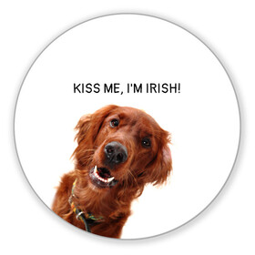 Коврик для мышки круглый с принтом Ирландский сеттер , резина и полиэстер | круглая форма, изображение наносится на всю лицевую часть | irish | kiss me | kiss me im irish | ирландец | ирландия | ирландский | ирландский сеттер | красный сеттер | поцелуй меня я ирландец | рыжий сеттер | сеттер