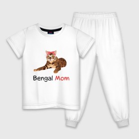Детская пижама хлопок с принтом Мама бенгальского кота , 100% хлопок |  брюки и футболка прямого кроя, без карманов, на брюках мягкая резинка на поясе и по низу штанин
 | бенгал | бенгальский кот | кот | кошка | мама