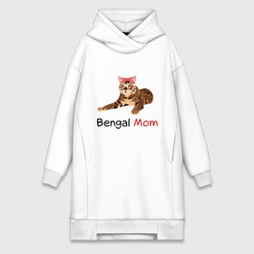 Платье-худи хлопок с принтом Мама бенгальского кота ,  |  | бенгал | бенгальский кот | кот | кошка | мама