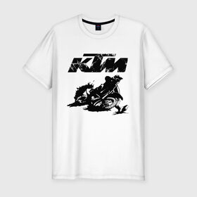Мужская футболка хлопок Slim с принтом KTM , 92% хлопок, 8% лайкра | приталенный силуэт, круглый вырез ворота, длина до линии бедра, короткий рукав | enduro | ktm | moto | motocycle | sportmotorcycle | ктм | мото | мотоспорт
