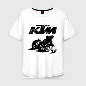 Мужская футболка хлопок Oversize с принтом KTM , 100% хлопок | свободный крой, круглый ворот, “спинка” длиннее передней части | enduro | ktm | moto | motocycle | sportmotorcycle | ктм | мото | мотоспорт