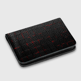 Картхолдер с принтом с принтом 3D Плиты Red & Black , натуральная матовая кожа | размер 7,3 х 10 см; кардхолдер имеет 4 кармана для карт; | 3d | 3д | 3д полосы | led | led подсветка | красночерный | красный | полосы | свет | свечение | текстуры | черно красный | черный