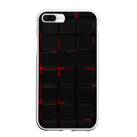 Чехол для iPhone 7Plus/8 Plus матовый с принтом 3D Плиты Red & Black , Силикон | Область печати: задняя сторона чехла, без боковых панелей | 3d | 3д | 3д полосы | led | led подсветка | красночерный | красный | полосы | свет | свечение | текстуры | черно красный | черный