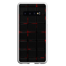 Чехол для Samsung Galaxy S10 с принтом 3D Плиты Red & Black , Силикон | Область печати: задняя сторона чехла, без боковых панелей | 3d | 3д | 3д полосы | led | led подсветка | красночерный | красный | полосы | свет | свечение | текстуры | черно красный | черный