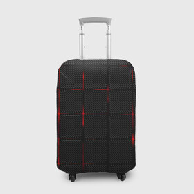 Чехол для чемодана 3D с принтом 3D Плиты Red & Black , 86% полиэфир, 14% спандекс | двустороннее нанесение принта, прорези для ручек и колес | 3d | 3д | 3д полосы | led | led подсветка | красночерный | красный | полосы | свет | свечение | текстуры | черно красный | черный