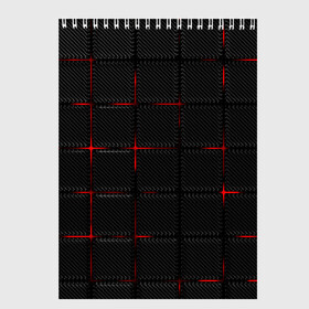 Скетчбук с принтом 3D Плиты Red & Black , 100% бумага
 | 48 листов, плотность листов — 100 г/м2, плотность картонной обложки — 250 г/м2. Листы скреплены сверху удобной пружинной спиралью | 3d | 3д | 3д полосы | led | led подсветка | красночерный | красный | полосы | свет | свечение | текстуры | черно красный | черный