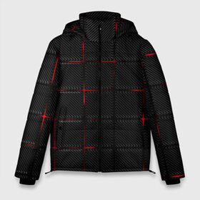 Мужская зимняя куртка 3D с принтом 3D Плиты Red & Black , верх — 100% полиэстер; подкладка — 100% полиэстер; утеплитель — 100% полиэстер | длина ниже бедра, свободный силуэт Оверсайз. Есть воротник-стойка, отстегивающийся капюшон и ветрозащитная планка. 

Боковые карманы с листочкой на кнопках и внутренний карман на молнии. | 3d | 3д | 3д полосы | led | led подсветка | красночерный | красный | полосы | свет | свечение | текстуры | черно красный | черный