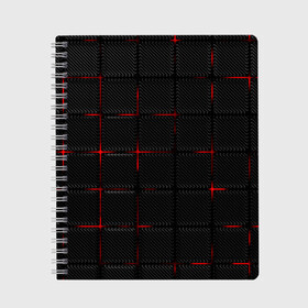 Тетрадь с принтом 3D Плиты Red & Black , 100% бумага | 48 листов, плотность листов — 60 г/м2, плотность картонной обложки — 250 г/м2. Листы скреплены сбоку удобной пружинной спиралью. Уголки страниц и обложки скругленные. Цвет линий — светло-серый
 | 3d | 3д | 3д полосы | led | led подсветка | красночерный | красный | полосы | свет | свечение | текстуры | черно красный | черный